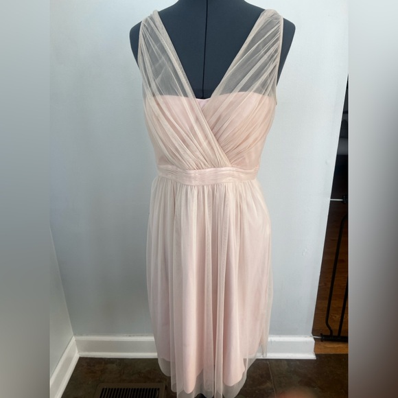 Anthropologie Hitherto Blush Pink Tulle Dress 10 | Bridesmaid Cocktail Bow Back - Picture 14 of 15